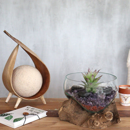 Vidrio Fundido Sobre Madera - Tazón grande Abierto