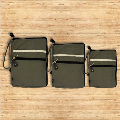 Large Canvas Laptop Sleeve - Olive