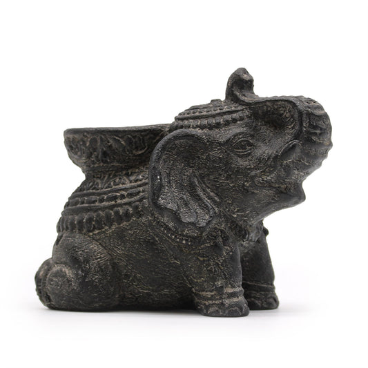 Elephant Incense and Candle Holder (Antique Black)