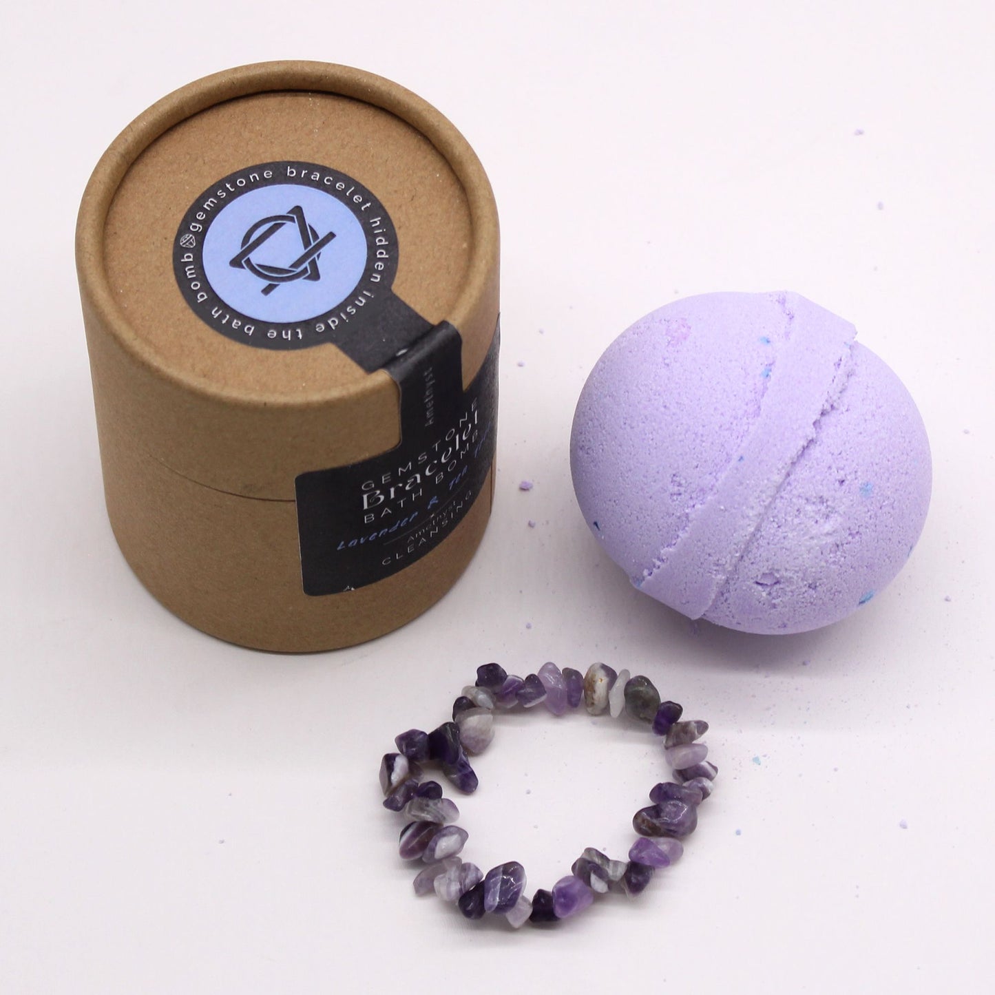 Bath Bomb with Amethyst Gemstone Bracelet