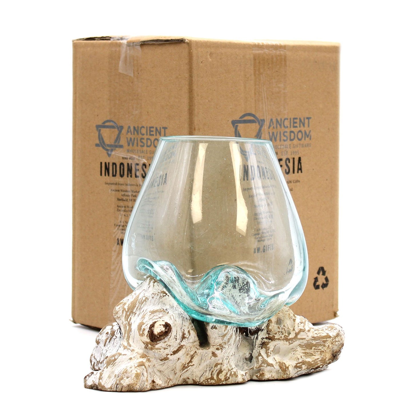 Vidrio fundido sobre madera blanqueada - Cuenco grande