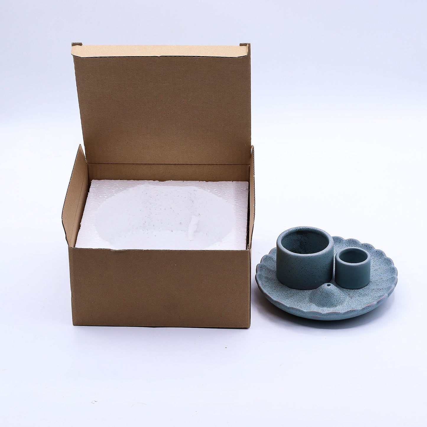 Ceramic holder for Palo Santo and Incense - Lotus Flower - Blue