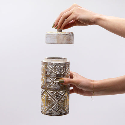 Blanco y dorado - Contenedor alto