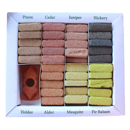 70 Incense Bricks Display Set for Cleansing and Burner - 7 Earthy Himalaya Incense