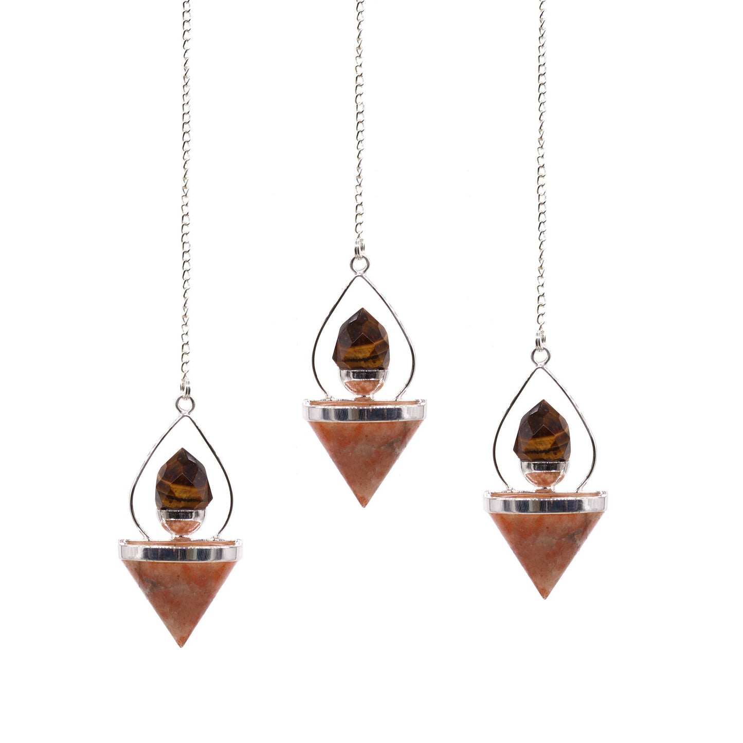 Gemstone Lantern of Life Pendulum - Sunstone &amp; Tigereye