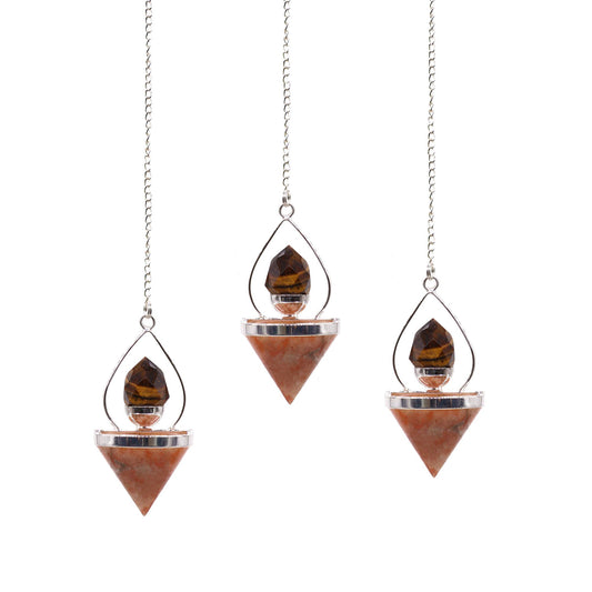 Gemstone Lantern of Life Pendulum - Sunstone &amp; Tigereye