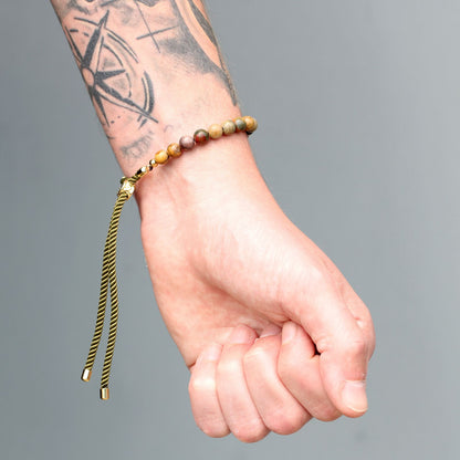 Pulsera de hilo verde con Jásper multicolor
