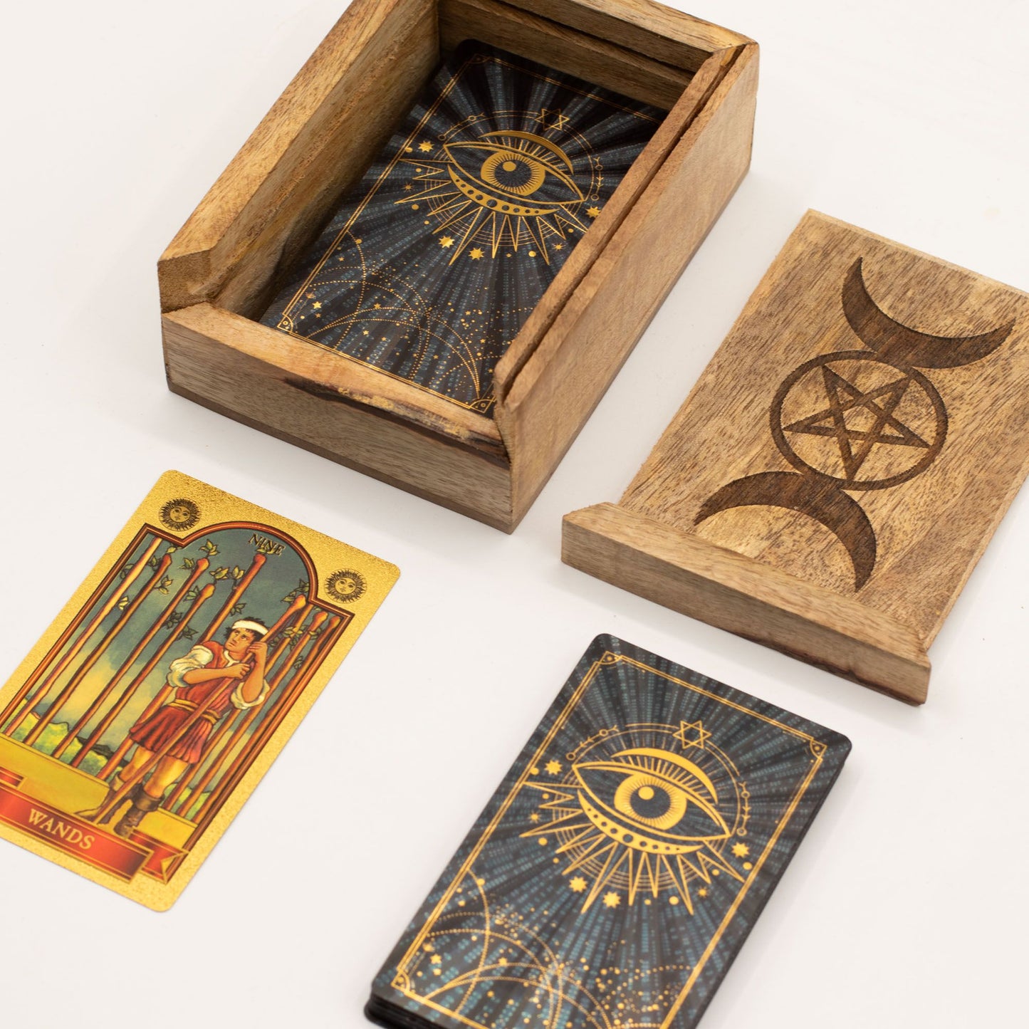 Pequeña caja de Tarot con soporte para cartas