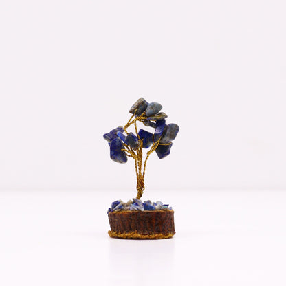 Mini arbre à pierres précieuses sur socle en bois - Sodalite (15 pierres)