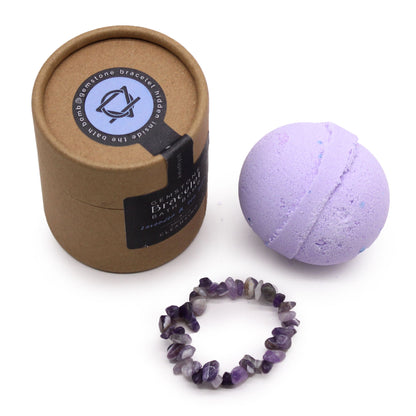 Bath Bomb with Amethyst Gemstone Bracelet