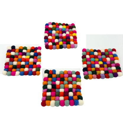 10cm square felt coasters, multicolored grey (set of 4)