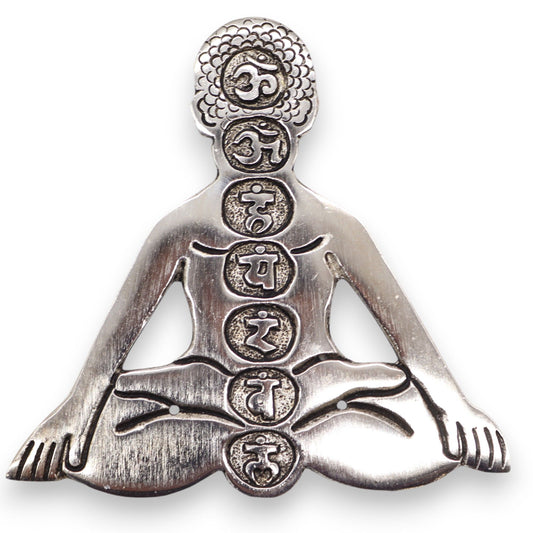 Yoga Seven Chakras Incense Holder Polished Aluminum 12x12cm