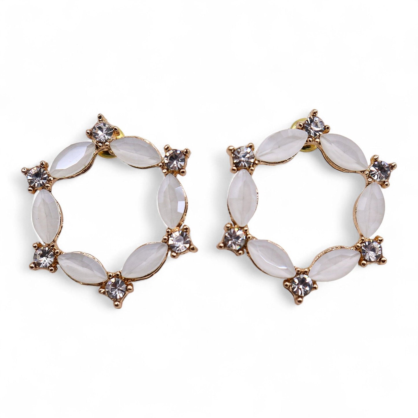 Vintage Crystal Earrings - Hoop - Pearl