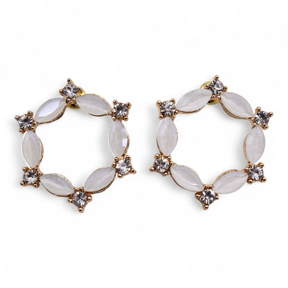 Vintage Crystal Earrings - Hoop - Pearl
