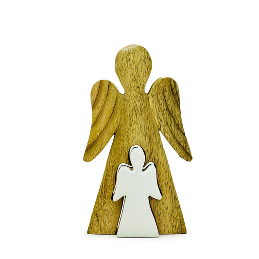 Ángel de madera de mango en Ángel - Esmalte blanco