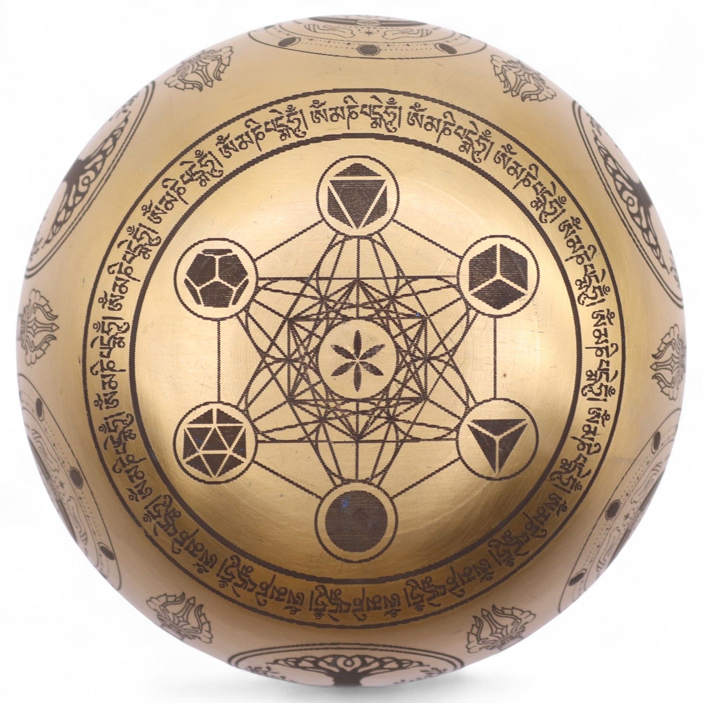 Bols chantants de Bouddha en laiton pur - Ensemble de 4 - Environ 3,85 kg