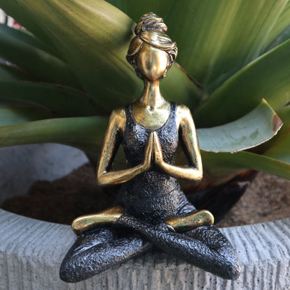 Yoga Lady Figure - Bronze &amp; Black 24cm