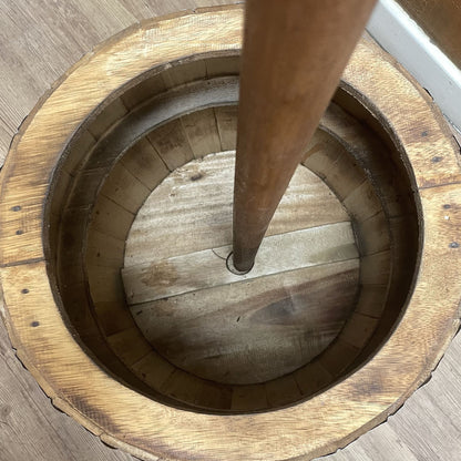 Table et porte-parapluie en forme de tonneau de bière - Naturel