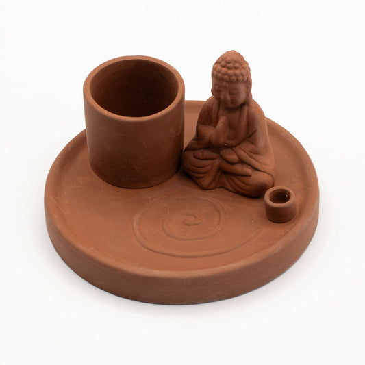 Plato de incienso de Buda multiuso - Estilo terracota natural