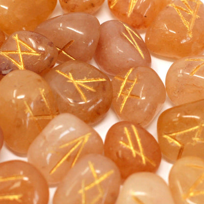Coffret de runes indiennes en sachet - Aventurine jaune