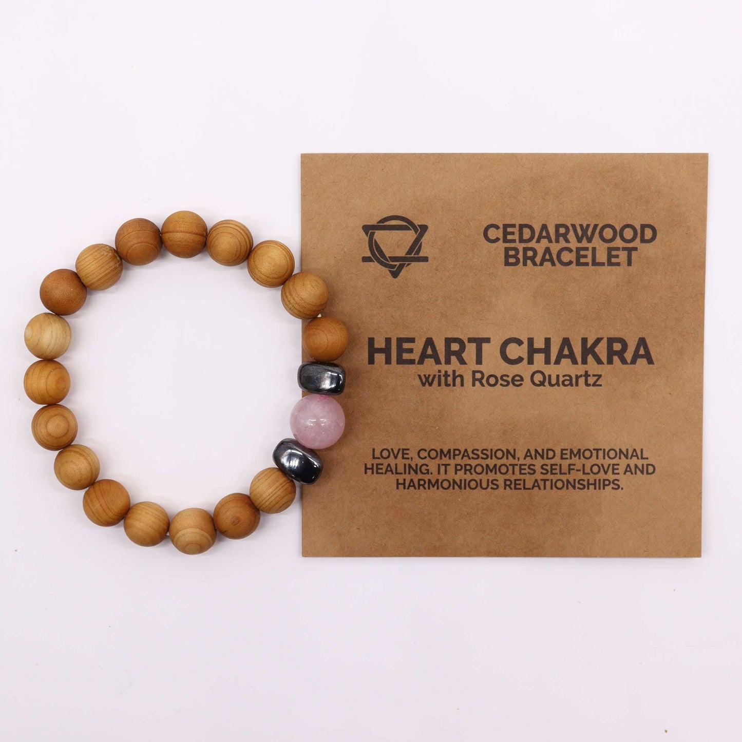 Cedar Bracelet - Heart Chakra - Rose Quartz