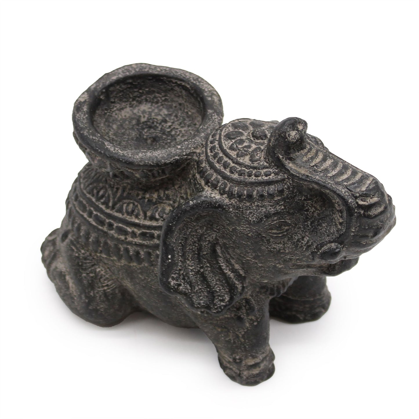 Elephant Incense and Candle Holder (Antique Black)