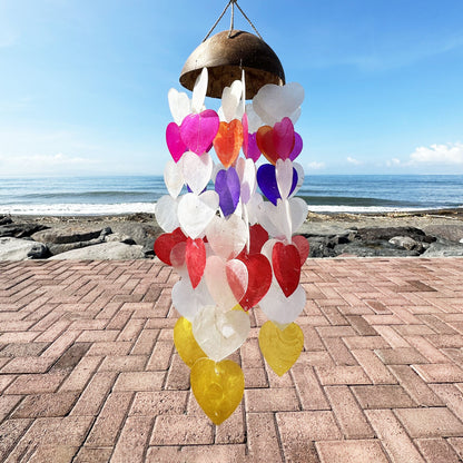 Campanas de Viento de Coco y Capiz - Corazones Grandes - 40cm