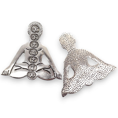 Yoga Seven Chakras Incense Holder Polished Aluminum 12x12cm