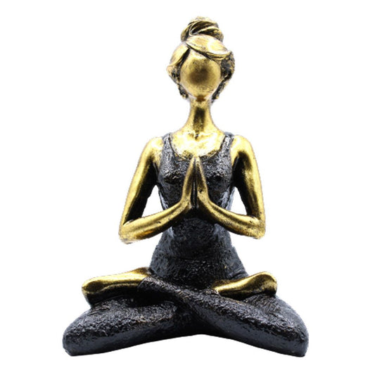 Yoga Lady Figure - Bronze &amp; Black 24cm