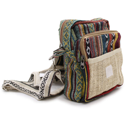 Natural Hemp and Jhari Body-Cross Travel Bag