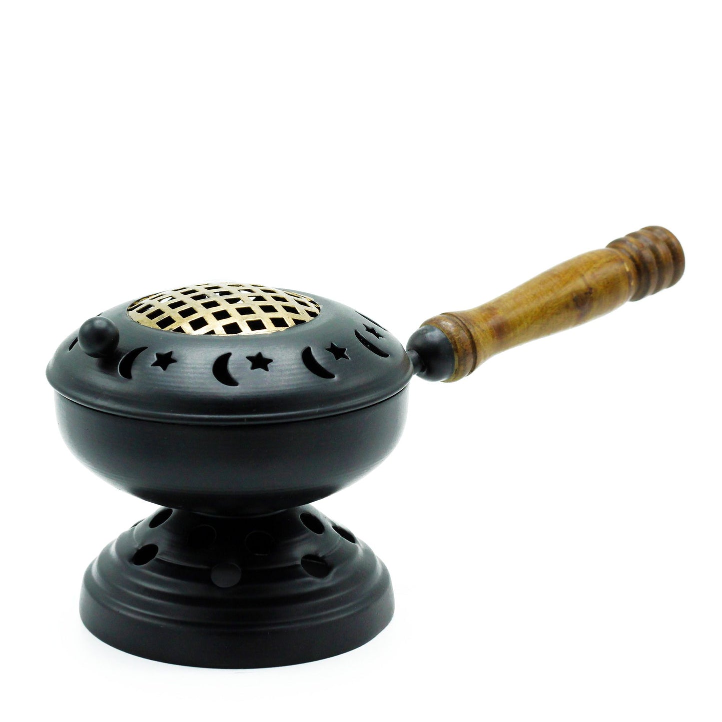 Large iron incense burner with stand - gold detail