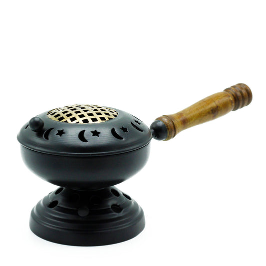 Large iron incense burner with stand - gold detail