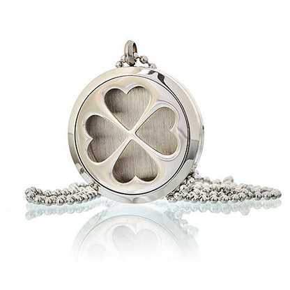 Aromatherapy diffuser necklace 30mm - Four-leaf clover