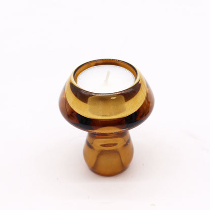 Reversible Mushroom Dinner/Tea Light Candle Holder - Antique Amber
