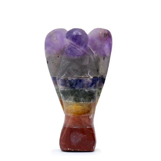 Mini Ángel de Piedras Preciosas Tallado a Mano - Siete Chakras (aprox 3.5cm)