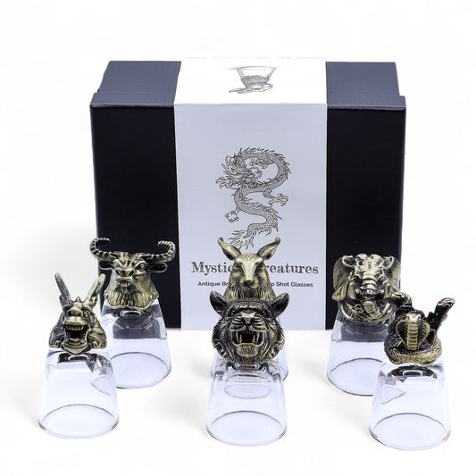 Gift set of 6 shot glasses (50 ml) - Wild Forest Creatures - Antique Bronze