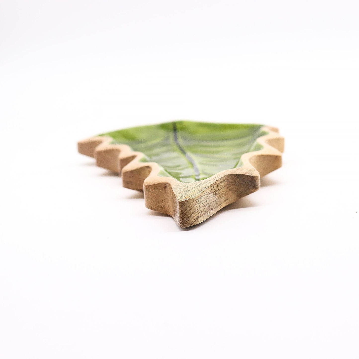 Lost in the Woods - Wooden bowl with glazed leaves - 33 x 17 cm