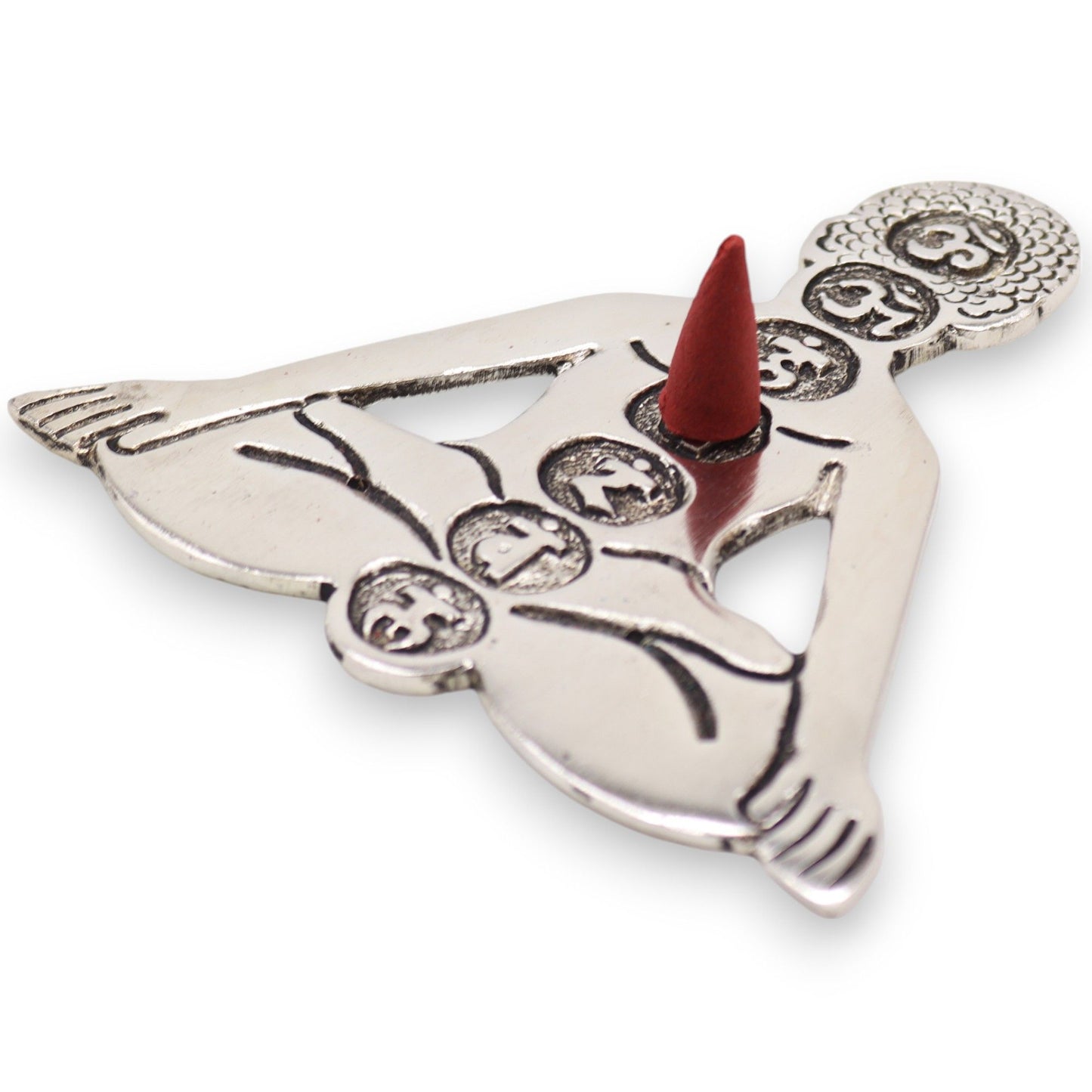 Yoga Seven Chakras Incense Holder Polished Aluminum 12x12cm