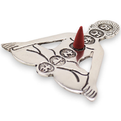 Yoga Seven Chakras Incense Holder Polished Aluminum 12x12cm