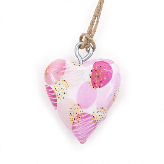 Small Decorative Wooden Heart - Abstract Pink