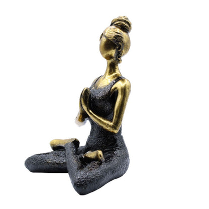 Yoga Lady Figure - Bronze &amp; Black 24cm