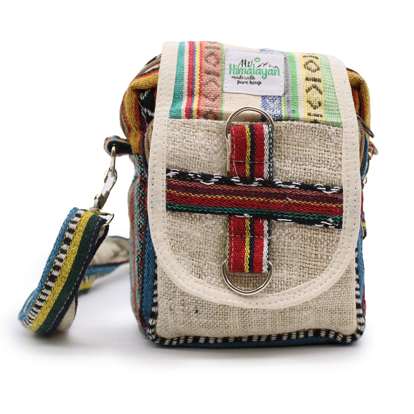 Natural Hemp and Jhari Body-Cross Travel Bag