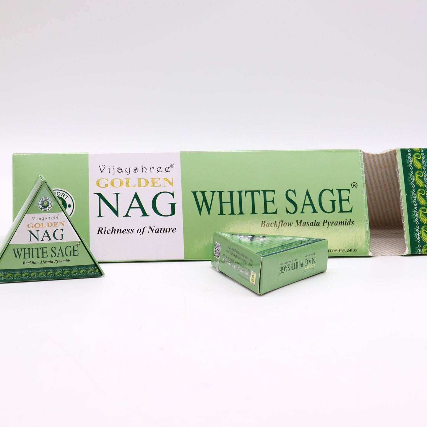 Jumbo Gold Nag Incense Cones - White Sage Backflow 42g