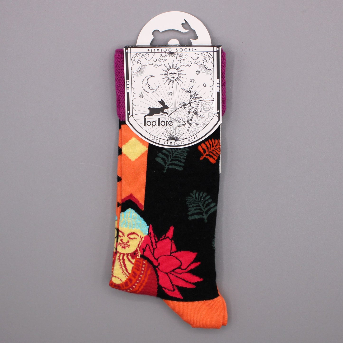 Hop Hare Bamboo Socks (S/M) - Pink Buddha &amp; Lotus