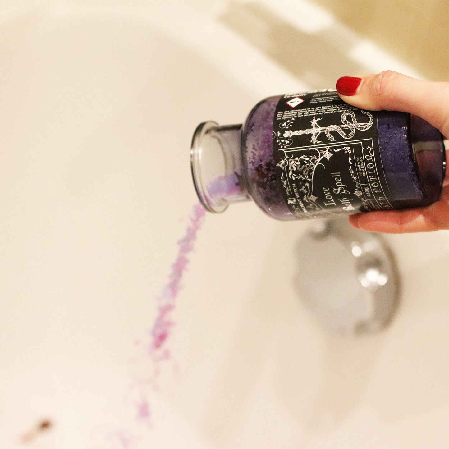 Ancient Witch Bath Spell, Potion &amp; Rose Quartz Crystal Amulet - Love