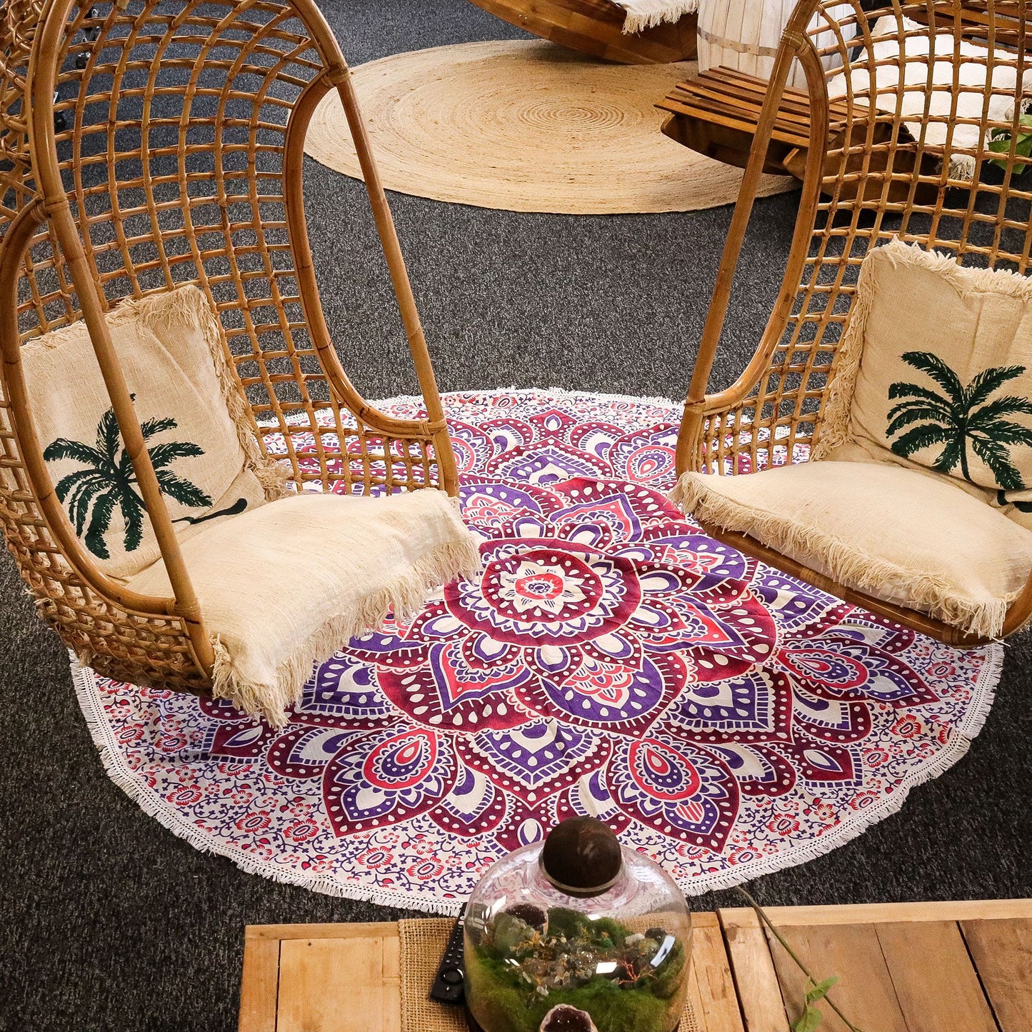 Gran arte Mandala Roundy (180 cm) - Rosa y Morado