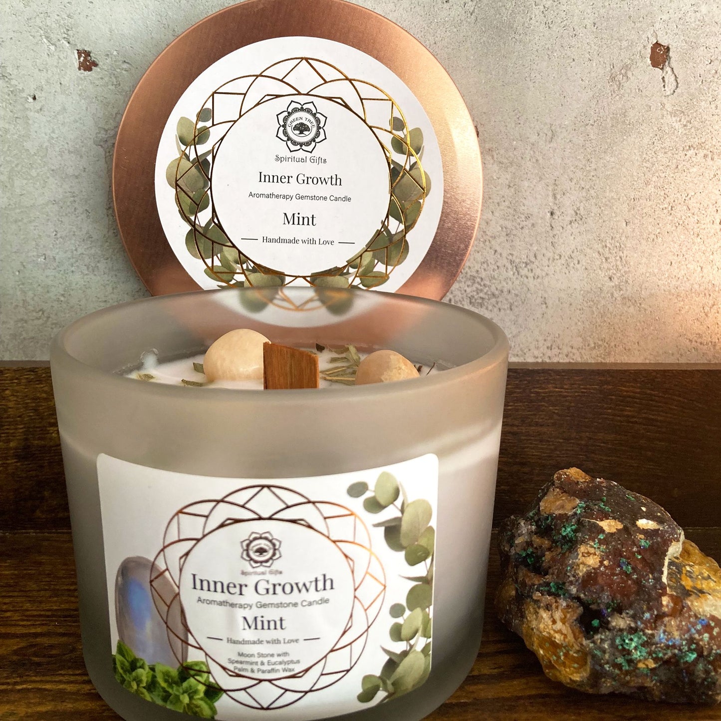 Mint and Moonstone Candle - Inner Growth