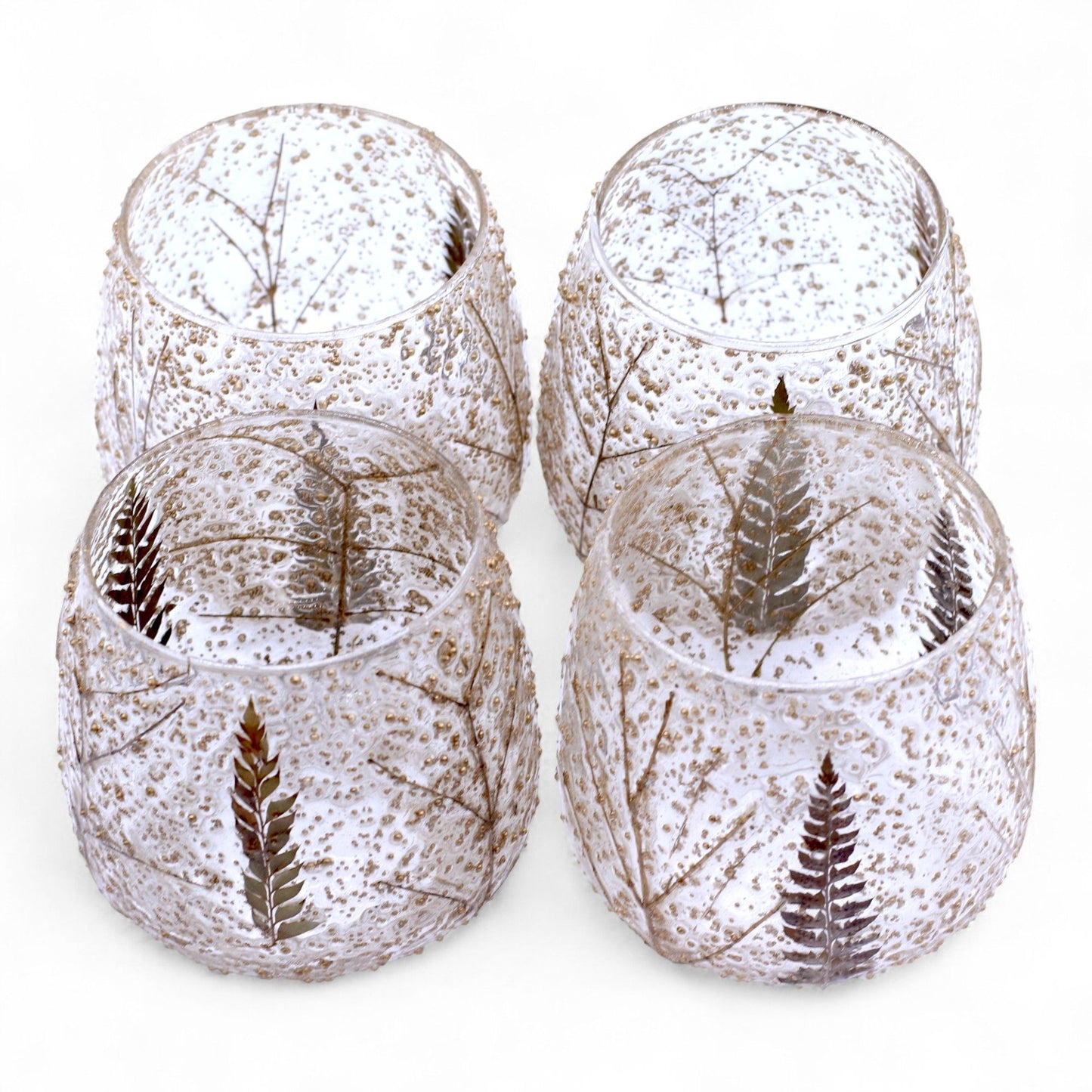 Portavelas recto de Vidrio floral natural - Pino (10x9cm)