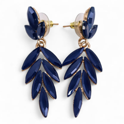 Vintage Crystal Earrings - Long - Blue