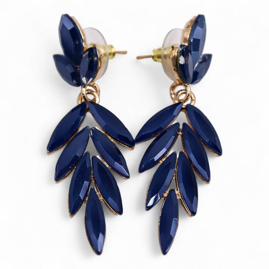 Vintage Crystal Earrings - Long - Blue